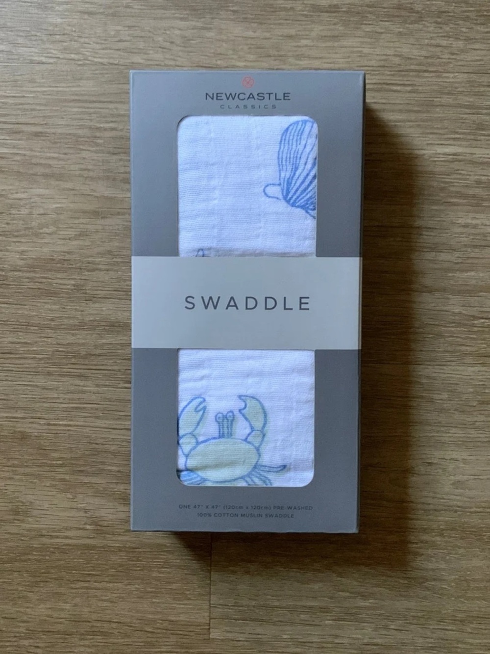 Blue & White Crab Swaddle Blanket